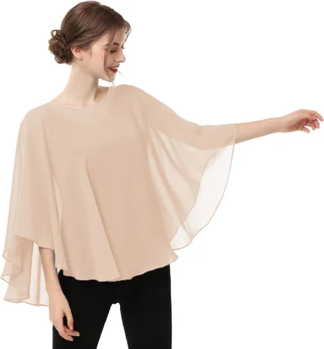 Vista 5 de Capas para mujer, chal de gasa casual, capa de gasa transparente, chal y envoltura, poncho capelets