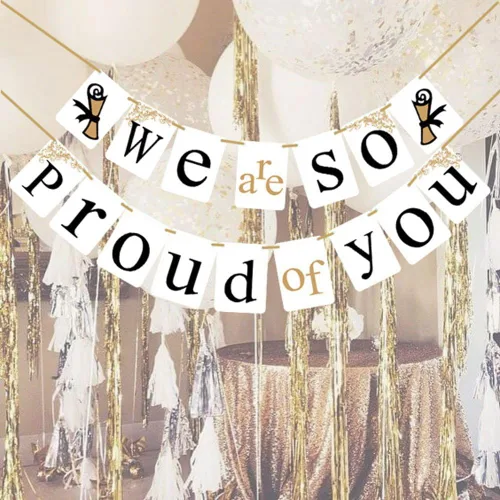 Vista 8 de [USA-SALES] pancarta de graduación "We are so Proud of You", decoración para fiestas de graduación, por USA-SALES