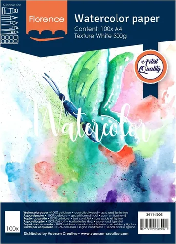 Vista 19 de Vaessen Creative VARTA Florence - Papel A4 para acuarela, 10 hojas para pintar, manuales, proyectos de arte y más, calidad artística, calidad