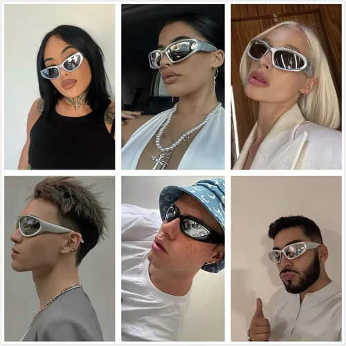 Vista 3 de LASPOR Gafas de sol deportivas envolventes para mujeres y hombres, lentes deportivos Y2K