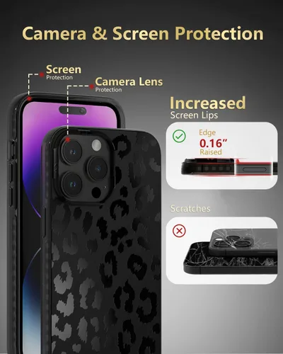 Vista 7 de SCORPIFY Funda para iPhone 15 Pro Max [Compatible con MagSafe] con Diseño de Estampado de Leopardo Guepardo Negro Mate, Linda Funda Magnética