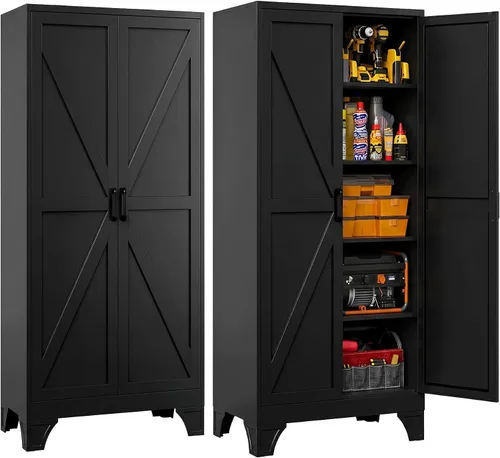 Vista 30 de Letaya Gabinetes de almacenamiento de garaje de metal con ruedas,Gabinete Negro
