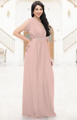 Vista 4 de KOH KOH - Vestido largo para mujer con cuello en V para maternidad dama de honor estilo dolmán