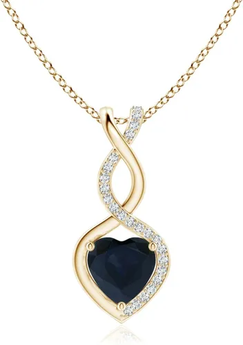 Vista 17 de Angara Heart-Shaped Blue Sapphire Infinity Pendant with Diamond Accents Oro Rosa