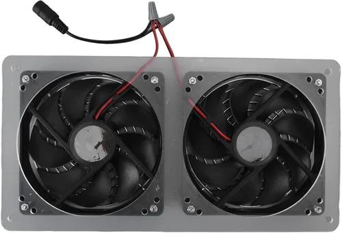 Vista 9 de Ventilador de panel solar, kit de ventilador de escape doble, panel solar de 100 W 12 V con 2 ventiladores de alta velocidad para gallinero