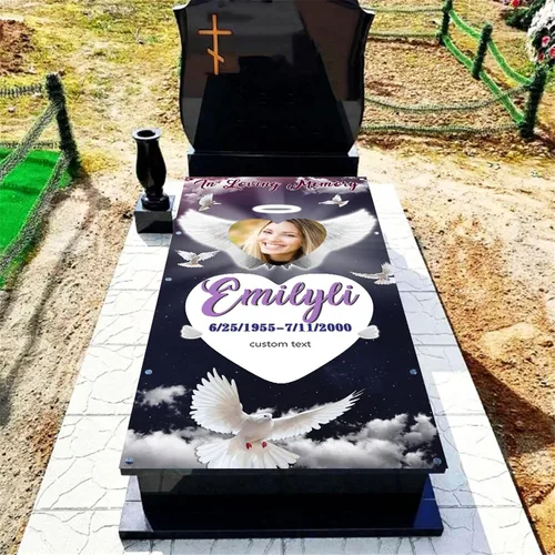Vista 4 de Manta personalizada con foto conmemorativa con tumba, manta de cielo en memoria amorosa, manta para tumba de pérdida de familia/tumba, manta