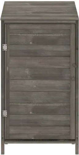 Vista 3 de Cobertizo de almacenamiento de madera para jardín, gabinete de almacenamiento de abeto de madera maciza, cobertizo de herramientas de madera