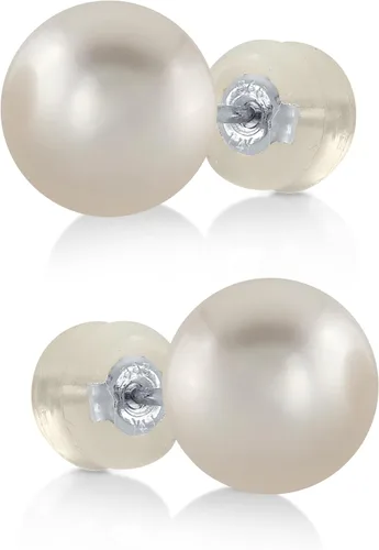 Vista 22 de THE PEARL SOURCE White Japanese Akoya Pearl Stud Earrings for Women – Genuine Cultured Pearls, Hypoallergenic Jewelry with Secure 14k Gold Backing