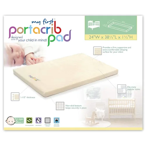 Vista 2 de My First Pack N Play - Protector de colchón o mini almohadilla para cuna, 37 x 26 x 1-1/2 pulgadas