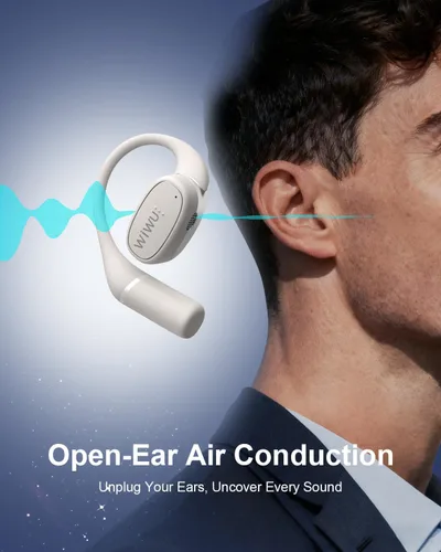 Vista 5 de ENC - Auriculares inalámbricos con 2 micrófonos, llamadas claras AI, cómodos ganchos para los oídos, sonido estéreo, auriculares Bluetooth