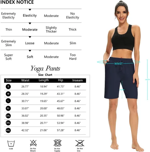 Vista 6 de DIBAOLONG - Pantalones cortos de yoga, sueltos y cómodos con cordón para descansar, con 3 bolsillos