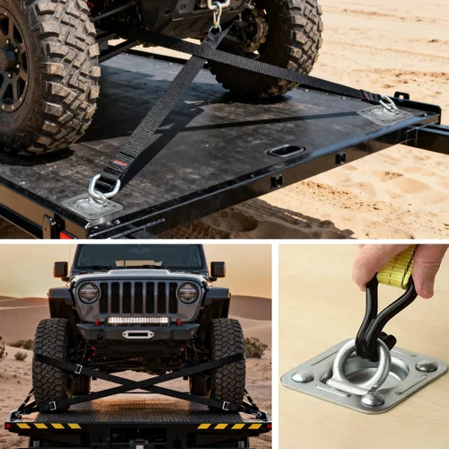 Vista 7 de Kit de Anclajes de Anillo en D Empotrado de Servicio Pesado Donext, Juego de 4, Capacidad de 6,000 lb con Placas de Soporte de Acero para Seguridad