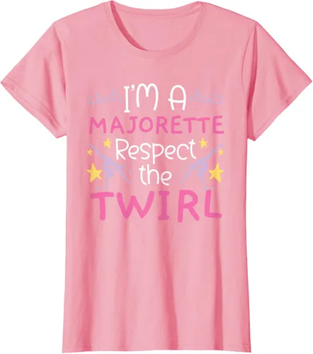 Vista 8 de Camiseta con texto en inglés "I A Majorette Respect The Twirl Baton Twirling", Negro