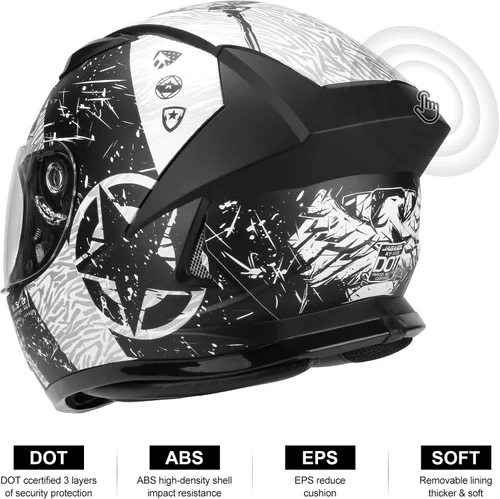 Vista 3 de JAGASOL DOT Cascos Ligeros de Motocicleta de Cara Completa para Bicicleta de Calle con Visera Extra Tintada para Adultos Hombres y Mujeres, Aprobado