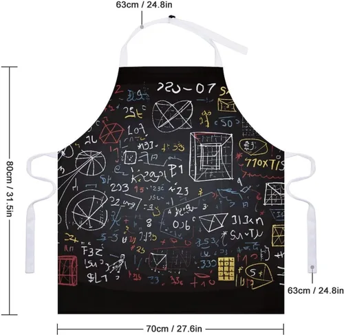 Vista 2 de Mathematics And Physics Cooking Aprons Unisex Kitchen Apron Adjustable Bib Apron with Pockets Waterdrop Resistant Chef Aprons for BBQ Drawing