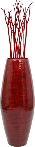 Vista 17 de Uniquewise Jarrón de bambú con forma de cilindro – Jarrón decorativo alto hecho a mano – Ideal para comedor, sala de estar y entrada, elegante pieza