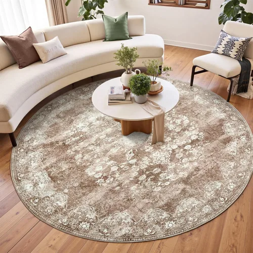 Vista 212 de jinchan Fiora - Alfombra lavable de área pequeña, alfombra de entrada floral de medio círculo de 2 x 3, tapete de media luna de pelo bajo, suave