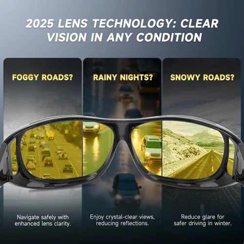 Vista 4 de Lentes polarizados de conducción nocturna para hombres y mujeres, lentes amarillas antirreflejos, UV400, niebla de lluvia y atardecer