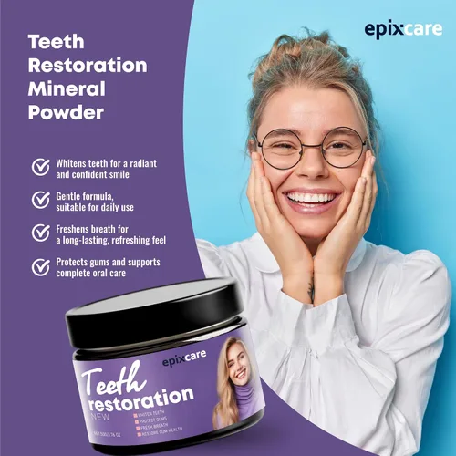 Vista 5 de Polvo mineral de restauración de dientes, blanqueamiento dental natural para la salud bucal dental polvo púrpura - eficaz en el fortalecimiento