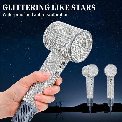 Vista 2 de Calcomanía de diamantes de imitación para secador de pelo Laifen, película protectora con cubierta de diamante para secador de pelo, diamante