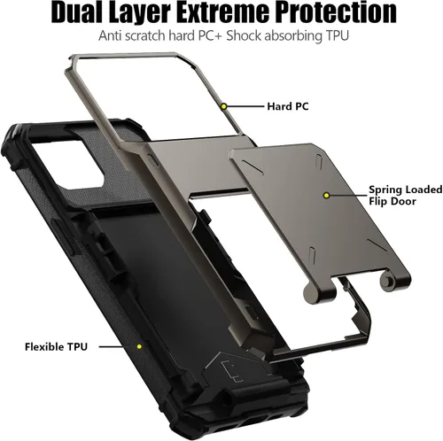 Vista 32 de Nvollnoe - Funda para iPhone 14 con tarjetero [tienda de 5 tarjetas] Negro - Almacenamiento más grande