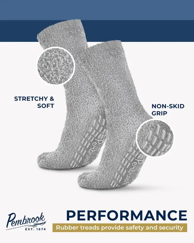 Vista 3 de Pembrook Non SkidSlip calcetinesFuzzy Slipper HospitalCalcetines (2Paquetes), Negro, Gris, Azul Marino, Rosa, Púrpura, ideal para adultos, hombres