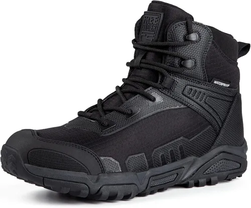 Vista 2 de FREE SOLDIER Mens Waterproof Hiking Boots Lightweight Work Boots Military Tactical Boots Durable Combat Boots