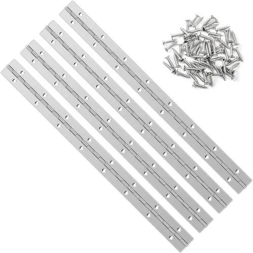 Vista 8 de 4 piezas, bisagra de piano de acero inoxidable negro de 30 cm de alta resistencia continua para puertas de gabinete, carpintería, muebles de madera