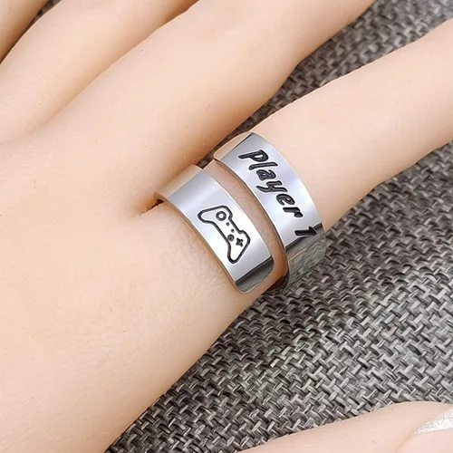Vista 5 de HOFOYA Anillos inspiradores ajustables de acero inoxidable, anillos de grabado, joyería motivacional, graduación, San Valentín, regalos