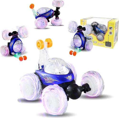 Vista 2 de Coche acrobático multifunción recargable Invincible Tornado Twister de Haktoys HAK101, con luces LED y música