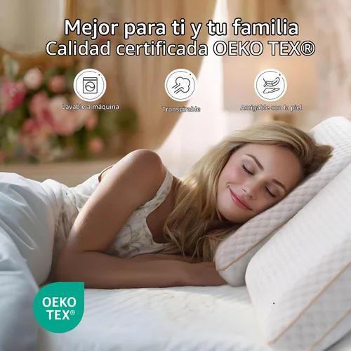 Vista 8 de Almohada de cubo de doble firmeza para dormir de lado y espalda, 24 x 16 x
