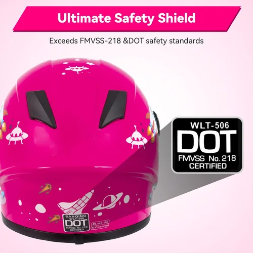 Vista 3 de Casco de motocicleta para niños, casco de cara completa para jóvenes, casco ligero aprobado por DOT para motocross, ATV, todoterreno, cascos