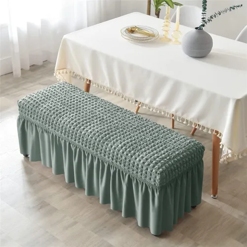 Vista 3 de SZJIAHTM Funda elástica suave para banco de comedor con falda, protector de reposapiés de poliéster, celosía de burbujas, fundas para banco de piano