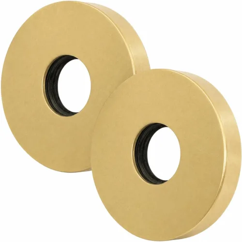 Vista 7 de Corla 2pc Shower Arm Flange 2.5” Round Modern Universal Escutcheon Replacement Cover Plate (Brushed Gold)