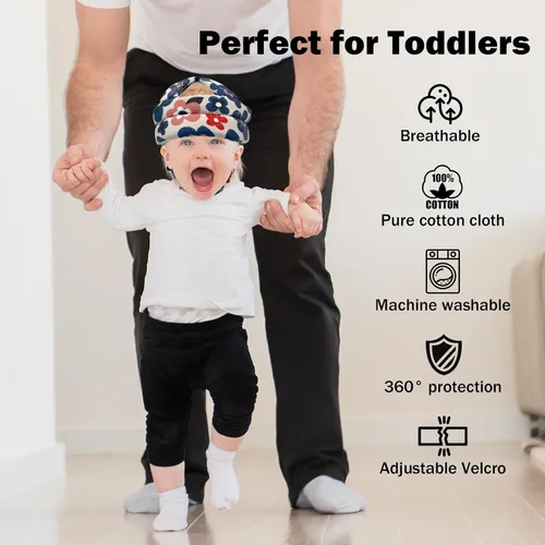 Vista 3 de Protector de cabeza de bebé para gatear caminando, casco de bebé ajustable sin golpes y cojín suave, gorra de seguridad infantil para niños que