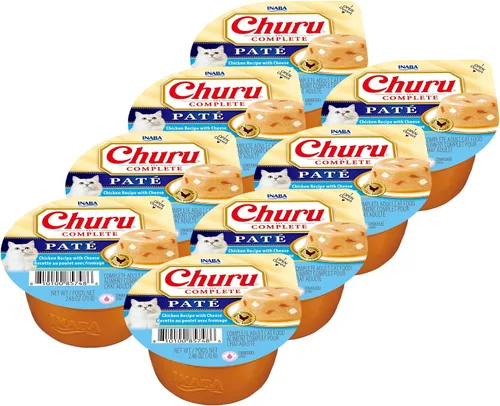 Vista 8 de INABA Churu - Paté completo para gatos, sin granos, alto contenido de proteínas y humedad, alimento húmedo para gatos con aceite de pescado, taza