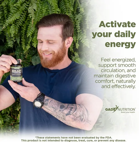 Vista 6 de Gade Nutrition Pure Shilajit Cápsulas Shilajit del Himalaya con ácido fúlvico y minerales esenciales para combatir la fatiga Cápsulas vegetales