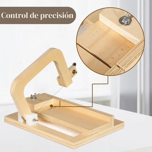 Vista 3 de Cortador de jabón profesional con alambre, herramienta de corte de madera ajustable, cortador de jabón para bricolaje, queso, mantequilla, pasteles