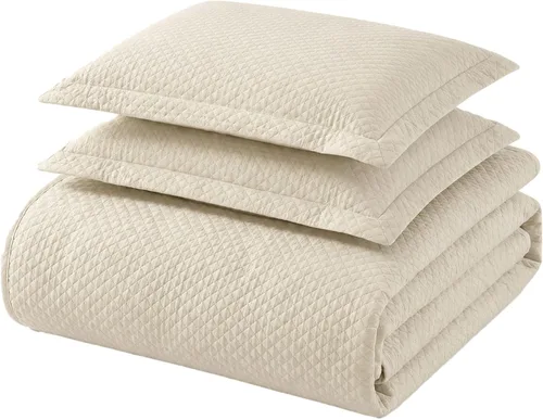 Vista 14 de Cubrecama doble Superior Diamond Solitaire de algodón de primera calidad Jacquard Matelassé con fundas de almohada a tono, color aguamarina, Agua