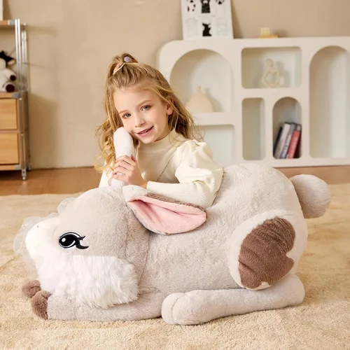 Vista 5 de EARTHSOUND Juguete de peluche con diseño de conejo gigante, conejo de 23 pulgadas de tamaño grande, juguetes suaves de tamaño jumbo, lindo y enorme