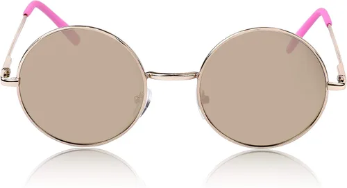 Vista 3 de SunnyPro Gafas de sol redondas Circle Retro Hippie Flat Mirrored Lens Gafas UV400