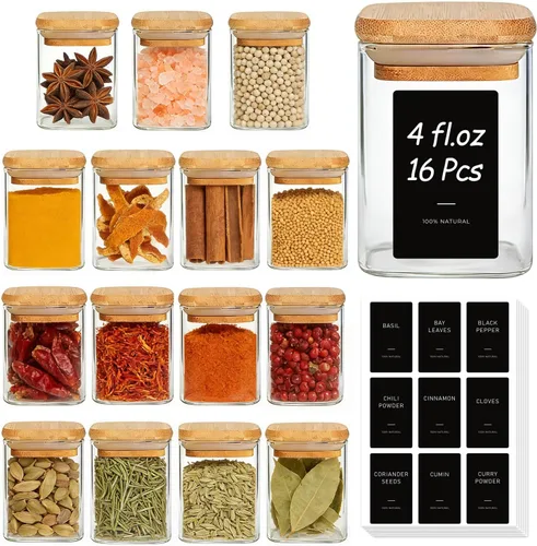 Vista 10 de ComSaf Recipientes de almacenamiento de alimentos con tapas herméticas, juego de 6, recipiente de vidrio transparente con tapa de sellado