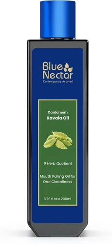 Vista 9 de Blue Nectar Aceite de menta de cardamomo para la boca, ambientador bucal ayurvédico y enjuague bucal, aceite de tracción natural para aliento fresco