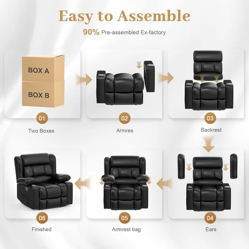 Vista 9 de Juego de sofá reclinable loveseat con 2+1 piezas, 2 plazas estilo minimalista reclinable manual con tirador, loveseat con puertos de carga USB