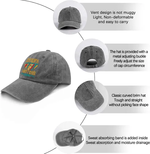 Vista 6 de Dad Hats GGRANDPA The MRN The Myth The Hunting Legend Gorra de béisbol, divertida gorra para hombre Pigmento gris