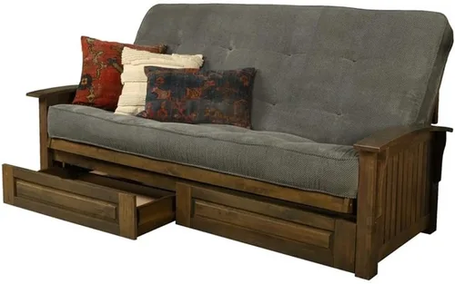 Vista 18 de Kodiak Furniture Washington - Marco de futón tamaño Queen con cajones de almacenamiento, marco de futón de madera con colchón incluido en color azul