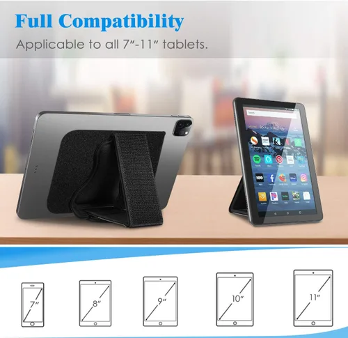Vista 3 de Fintie Soporte Universal de Correa de Mano para Tablet - [Soportes de Doble Posición] Mango Acolchado Desmontable con Cierre de Gancho y Velcro