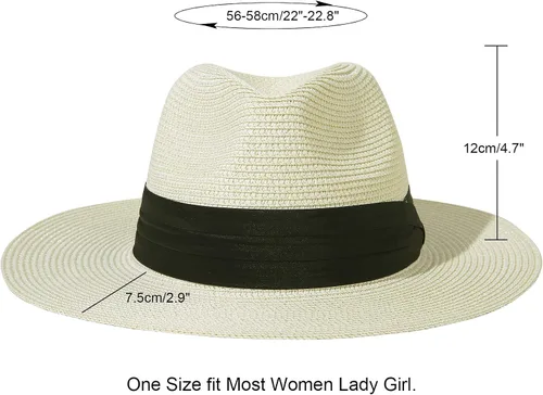 Vista 2 de JOYEBUY - Sombrero de paja plegable para mujer UPF50, Fedora, sombrero de playa