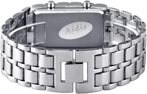 Vista 10 de FANMIS Reloj deportivo simple para hombre, estilo binario, electrónico, digital, LED, aleación de lava, rectangular, reloj de cadena