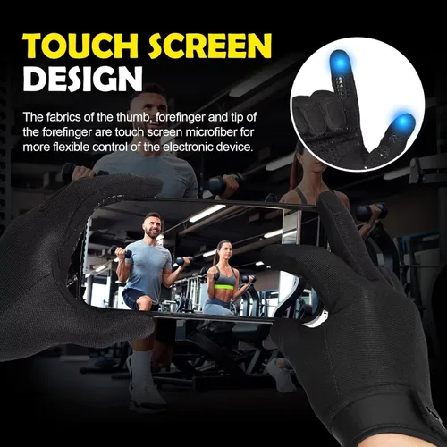 Vista 5 de Guantes de entrenamiento para hombres y mujeres, ligeros, con agarre de palma completa, acolchados, guantes de gimnasio para levantamiento de pesas